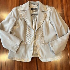Pamela McCoy Gray Jacket Two Front Pocket Geometric Blazer Size Medium